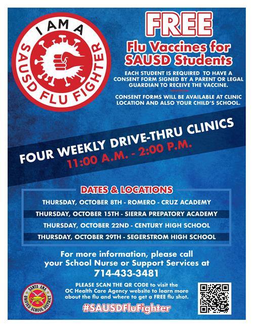 Flu clinic flyer, English  